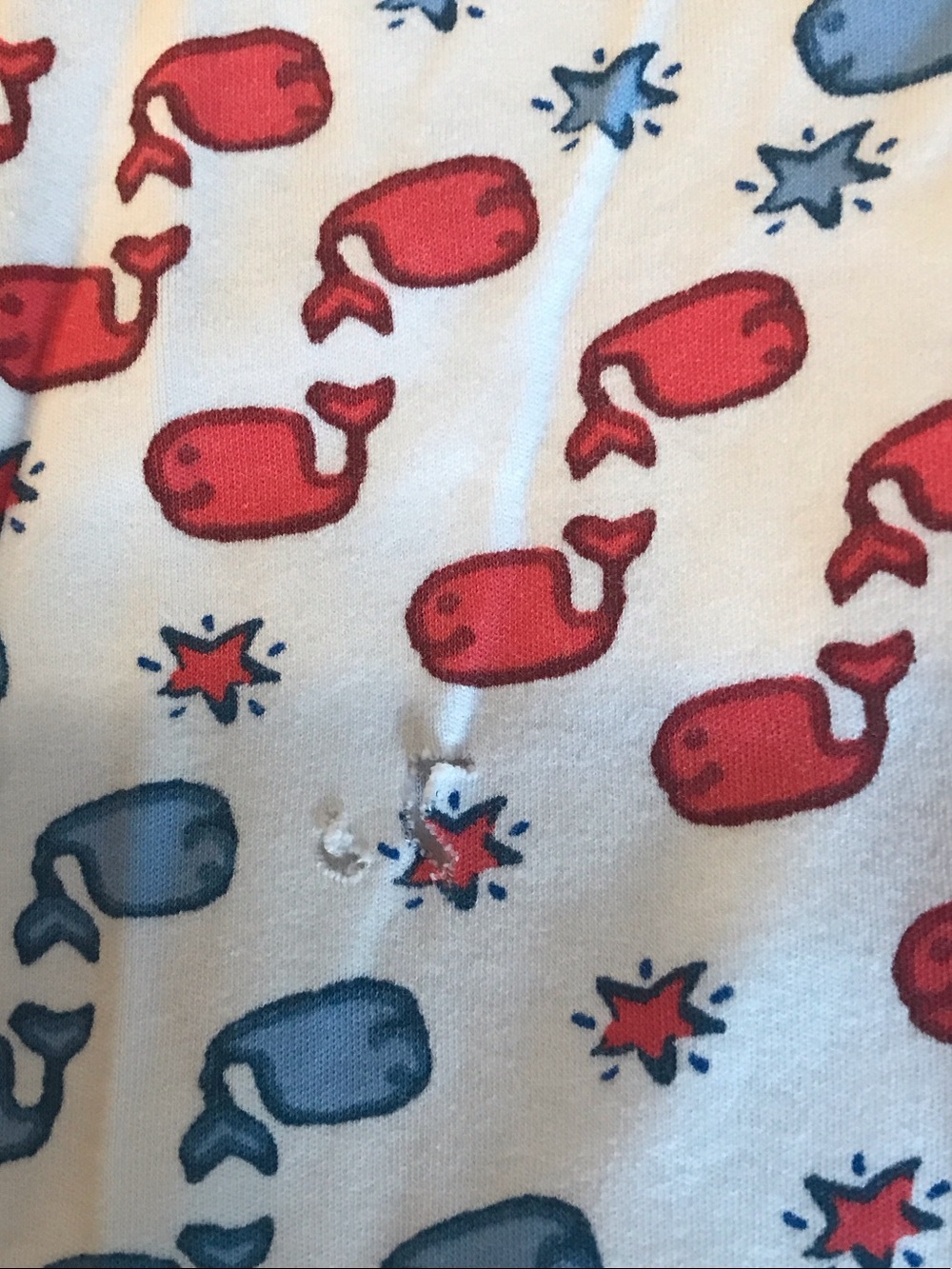 Roller Rabbit Kids White Pajama set with Blue and Red Whale Print - Picture 5 of 6